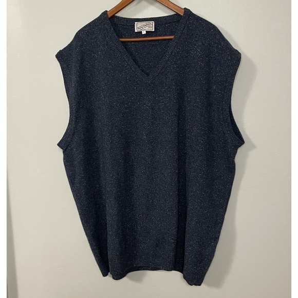 Kerry Traditions Irish Wool Silk Blend Men's Knit Vest Size 4XL Blue Pullover